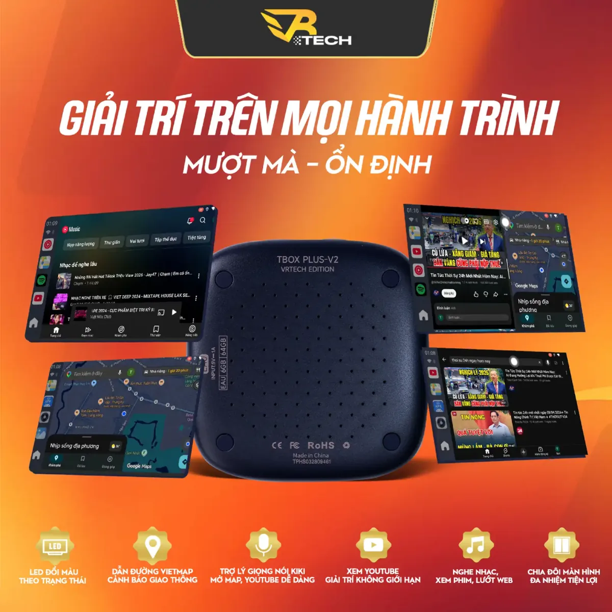 VRTECH Edition | Carlinkit TBOX PLUS V2 2026 | Android Box Ô Tô | Chip Qualcomm 6125 | Apple CarPlay & Android Auto | Bảo hành 12 tháng - thumbnail 6